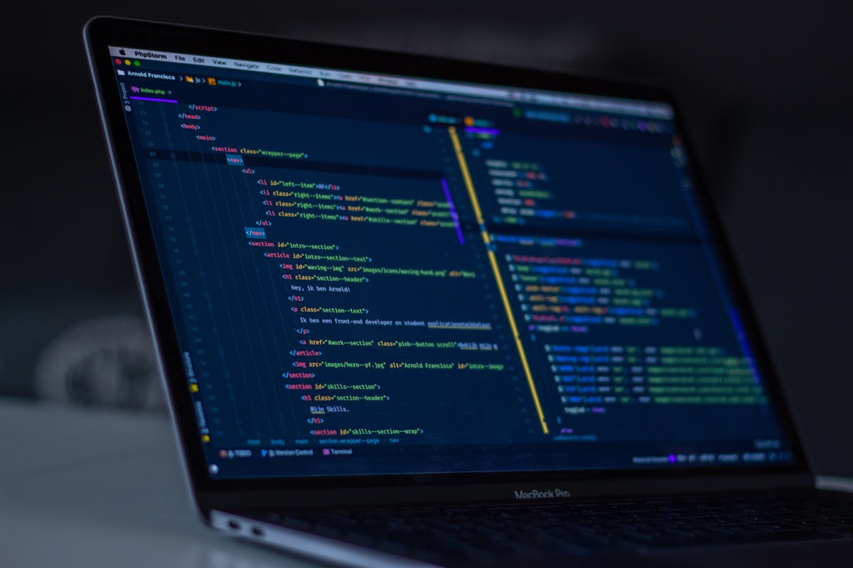 Website code on a developer screen